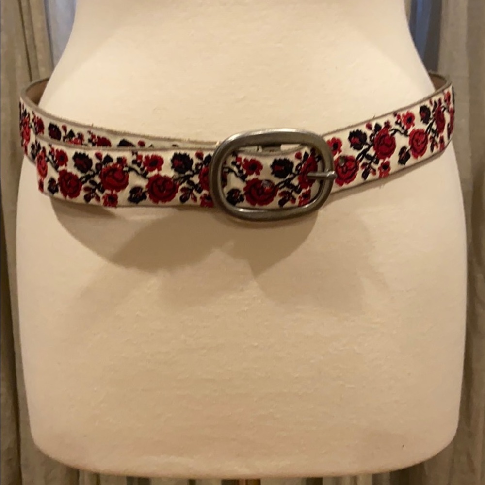 Lucky Brand Leather Embroidered Belt